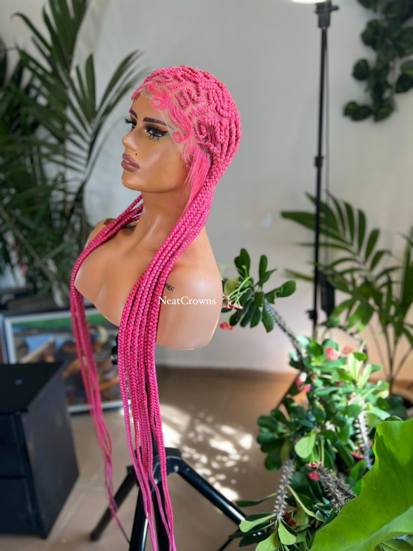 Pink zigzag wig