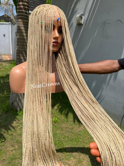 45 inches Blonde micro Knotless braids Swiss full lace wig