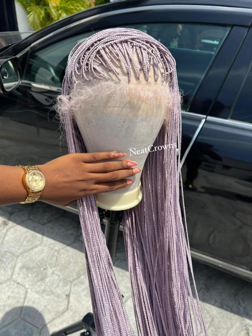 50” HD full lace Lavender micro braids wig