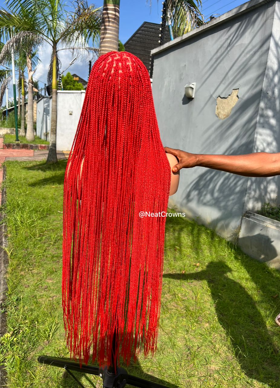 38” Red ready to ship Knotless braids
