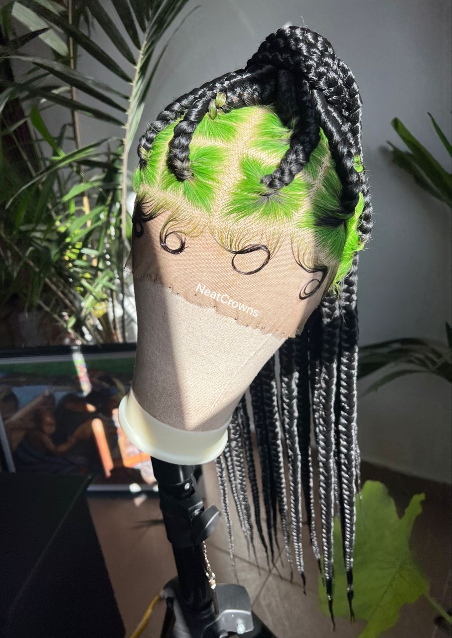 Green roots Jumbo Knotless braids wig