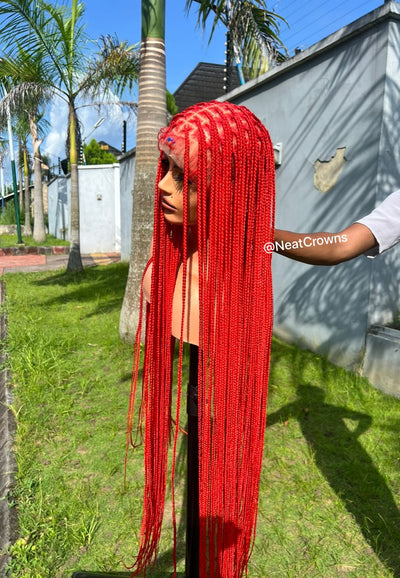 38” Red ready to ship Knotless braids
