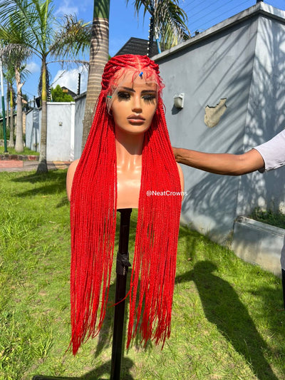 38” Red ready to ship Knotless braids