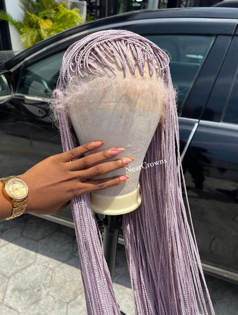 50” HD full lace Lavender micro braids wig