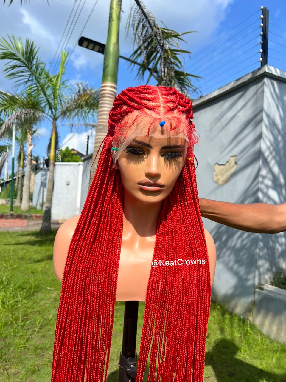 38” Red ready to ship Knotless braids