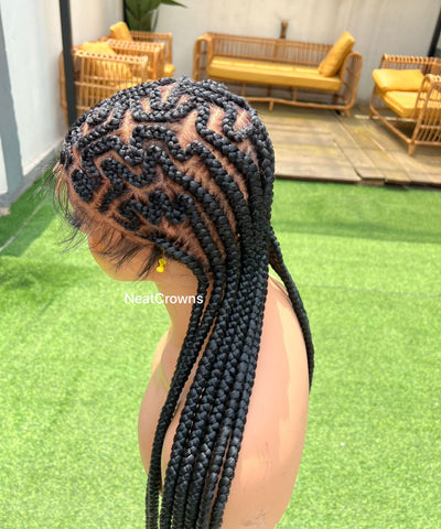 Zigzag cornrows Full lace wig