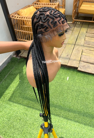 Zigzag cornrows Full lace wig