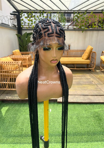 Zigzag cornrows Full lace wig