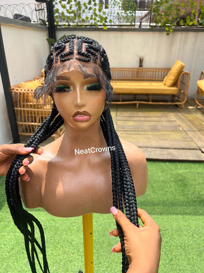 Zigzag cornrows Full lace wig