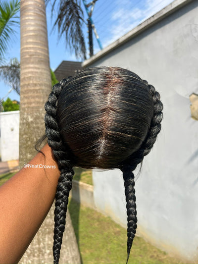 Salt and Pepper Pigtails Grandma wigs cornrows Dutchess double Dutch