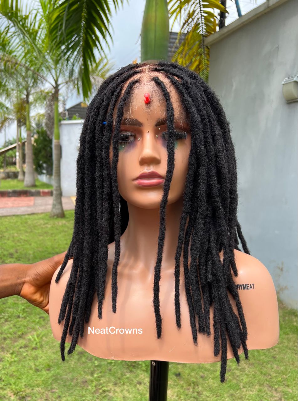 Human hair dreadlocks wig with kinky edges NeatCrowns