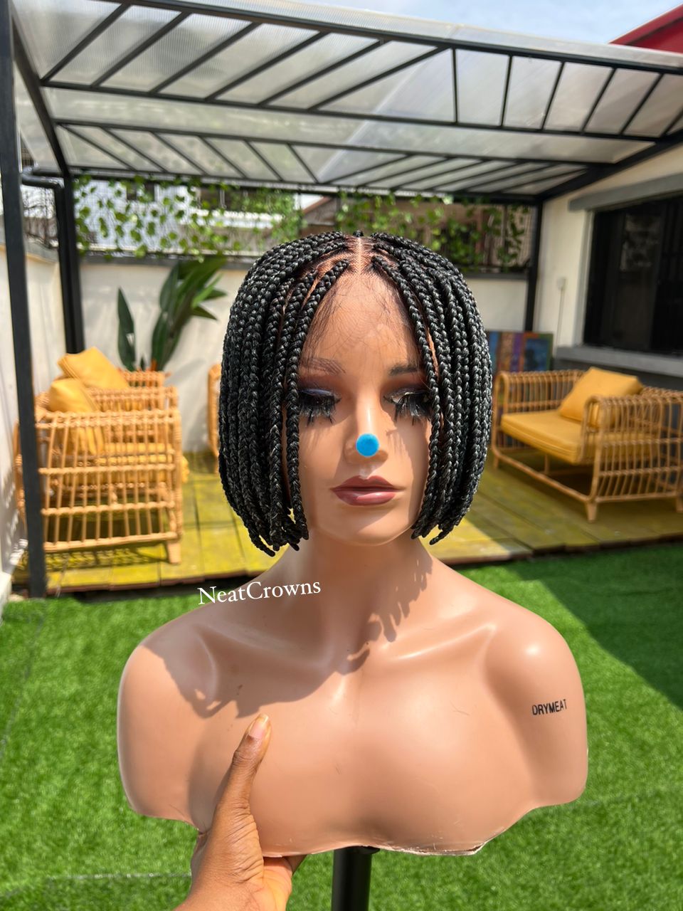 Salt and pepper Bob Knotless braids wig