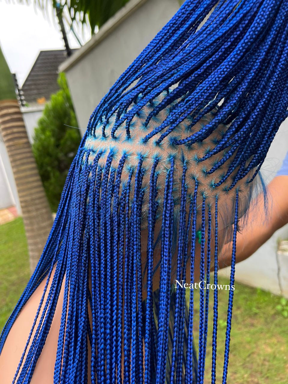 45” Royal Blue micro Knotless braids SWISS full lace wig – NeatCrowns