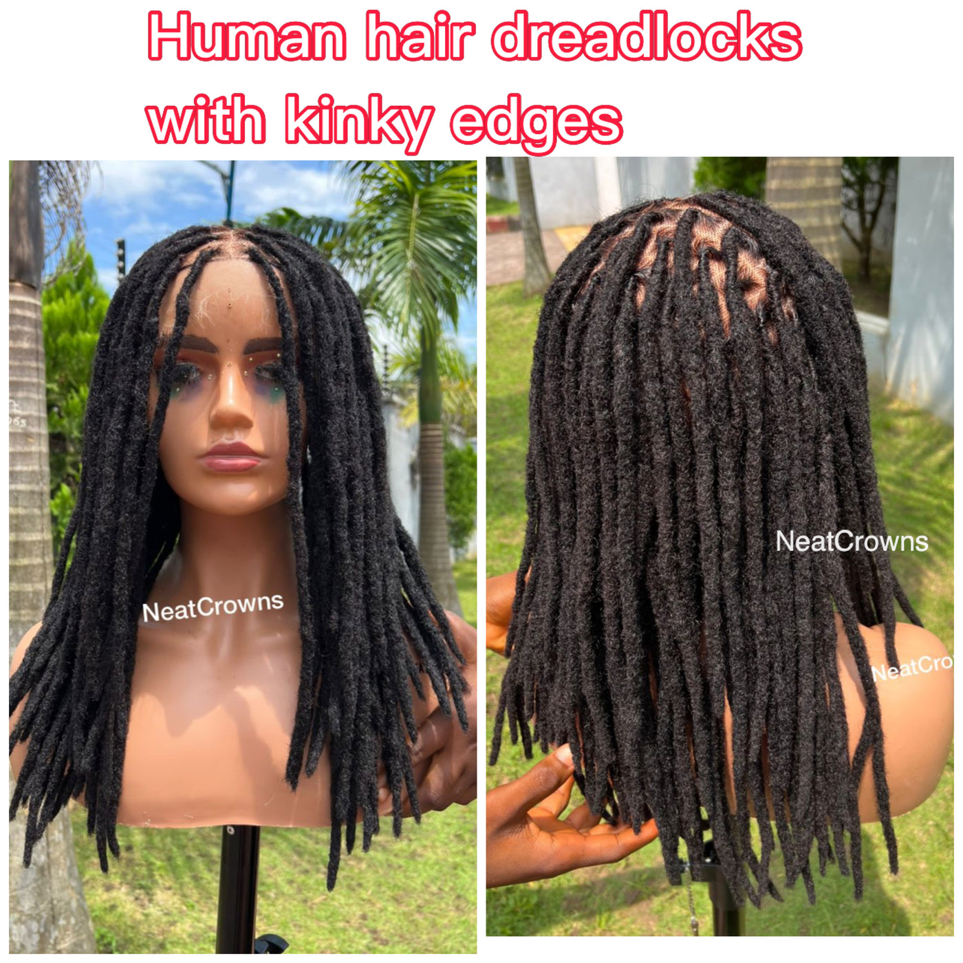 Human hair dreadlocks wig with kinky edges