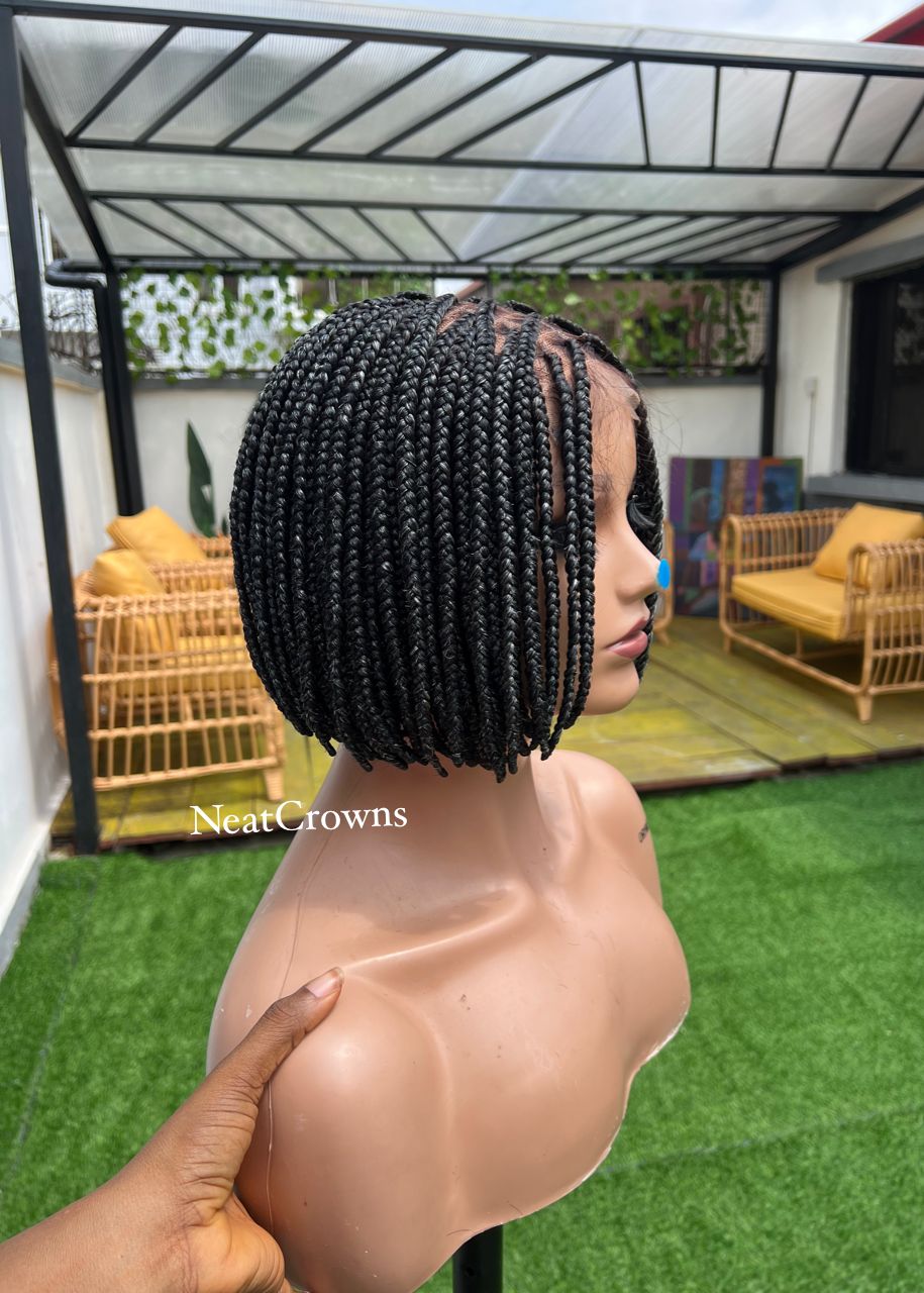 Salt and pepper Bob Knotless braids wig