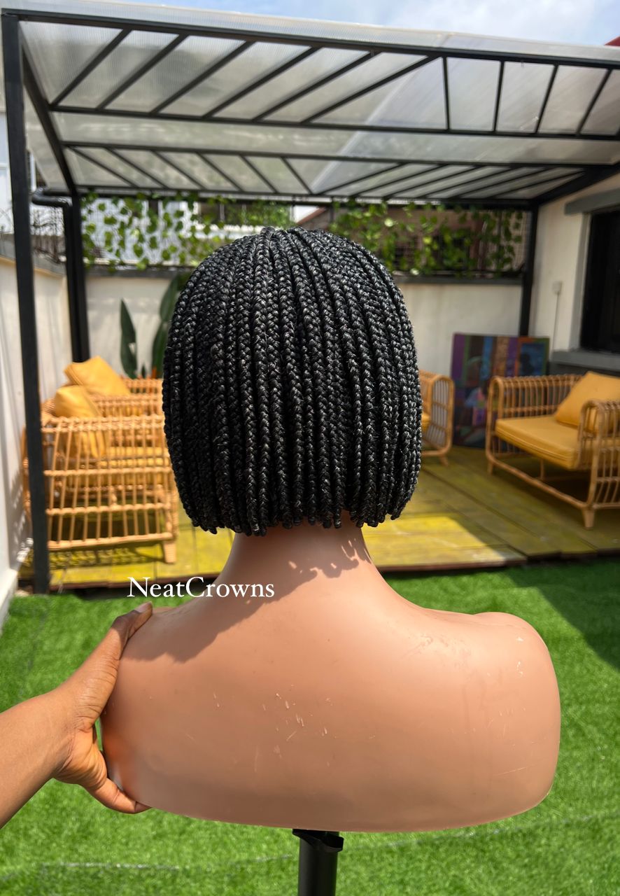 Salt and pepper Bob Knotless braids wig