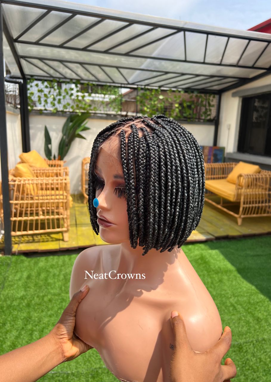 Salt and pepper Bob Knotless braids wig