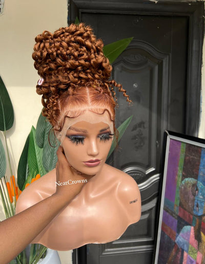Butterfly braids auburn color full lace wig