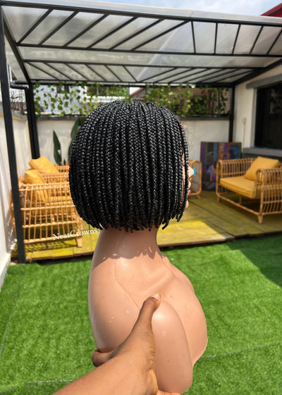 Salt and pepper Bob Knotless braids wig