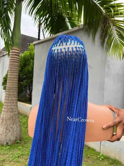 45” Royal Blue micro Knotless braids SWISS full lace wig
