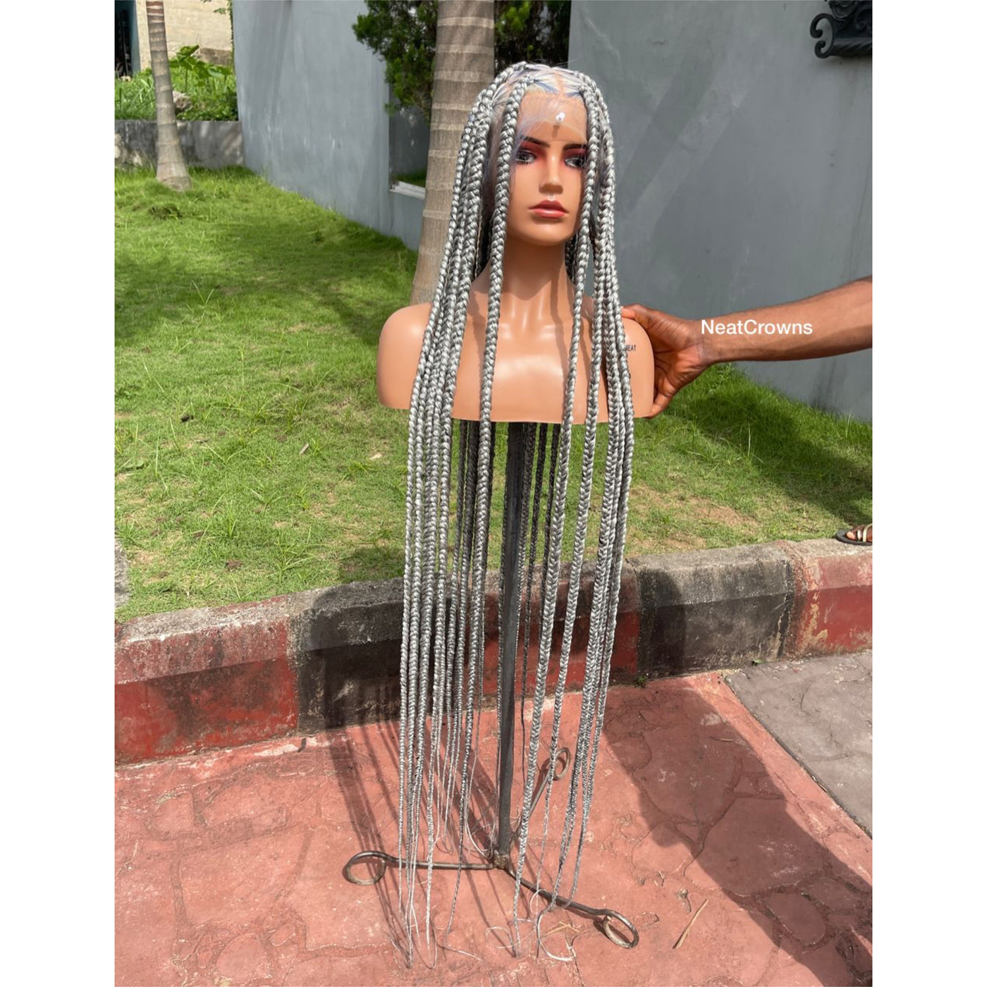 60 inches Silver jumbo Knotless braids wig