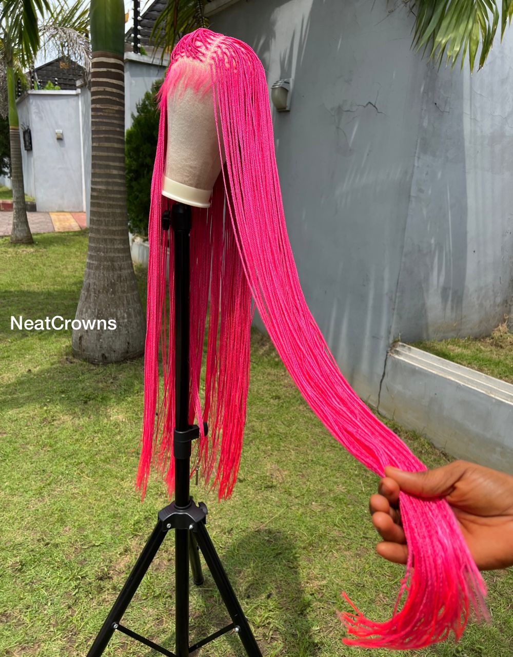 50” Pink Barbie micro Knotless braids HD full lace wig