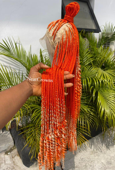 36” full lace Knotless wig Orange blonde