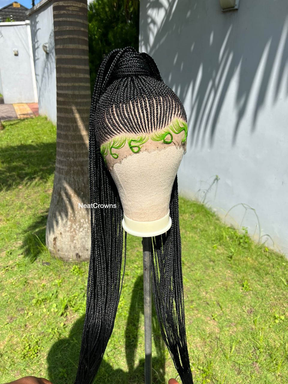 Olive braided updo wig