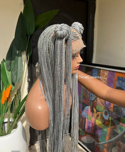 50 inches Silver-grey micro Knotless braids