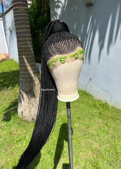 Olive braided updo wig