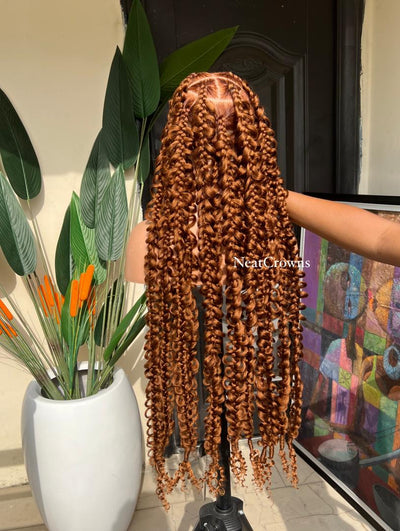 Butterfly braids auburn color full lace wig