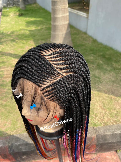 Multicolored Cornrow Wig